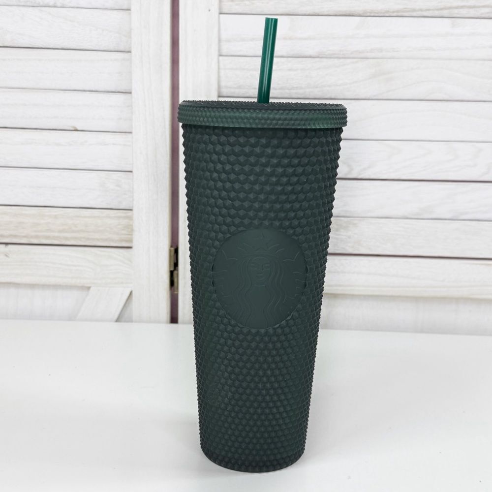 Starbucks Studded Soft Touch Jelly Textured Tumbler Cup Dark Green 24oz Venti